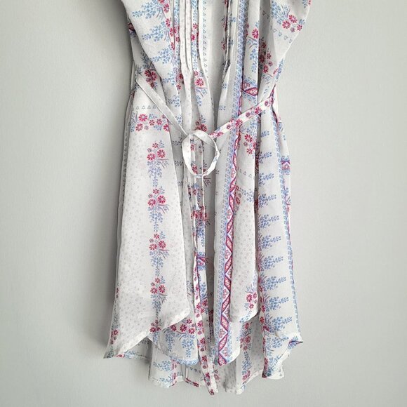 American Rag Sheer Floral Sleeveless Pleated Detail Boho Bottom Down Shirt Top - Picture 7 of 9